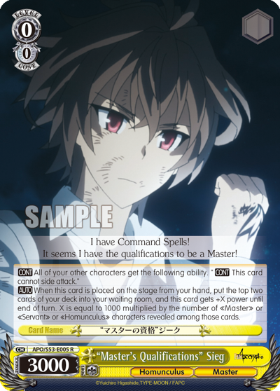 "Master's Qualifications" Sieg